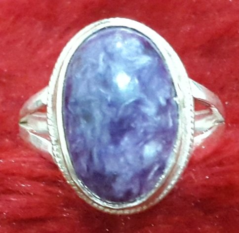 charoite silver ring of spiritual powers
