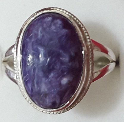 charoite silver ring. spiritual powers
